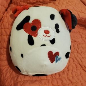 Squishmallow 8" Dustin Dalmatian Dog ❤️ Spotted Valentine Heart Eye Plush BNWT